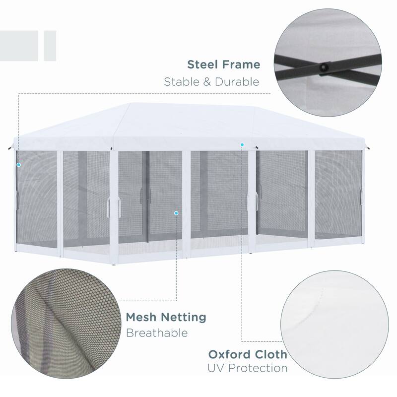 10' x 20' Pop Up Canopy Tent with Netting, Heavy Duty Instant Sun Shelter for Outdoor, Garden, Patio