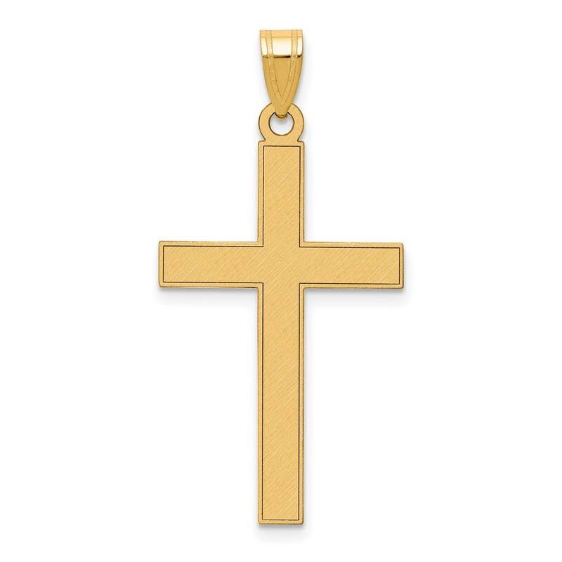 Curata 14k Yellow Gold 18" 18.3x35.8mm Textured back Polished Cross Necklace