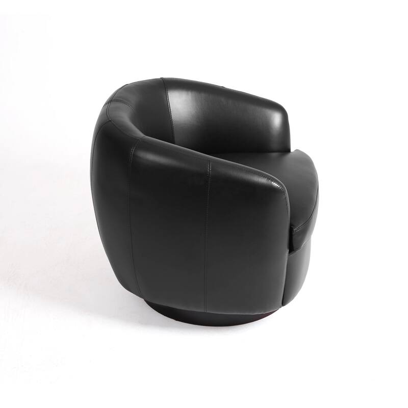 UIXE 2 Set Modern PU Leather Swivel Barrel Chairs Rounded Accent Chair