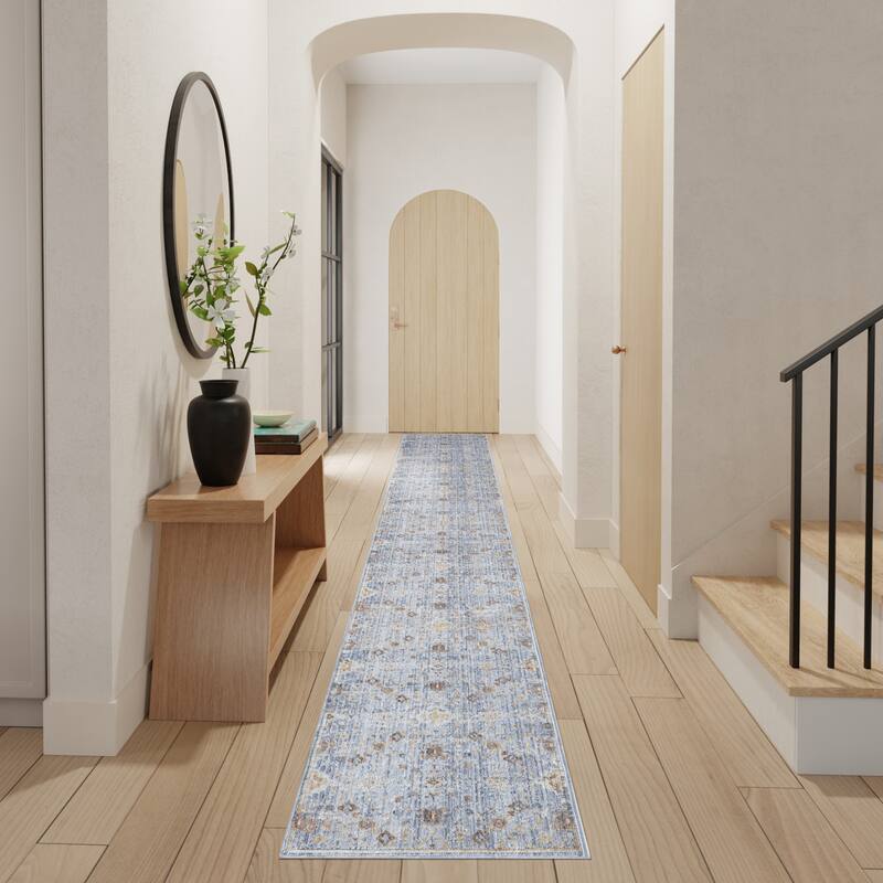 Niju Power Loomed Distressed with Fringe Area Rug By HomeRoots - 8' Runner