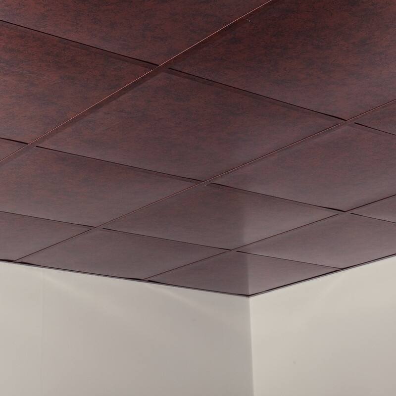 FASÄDE Flat Decorative Vinyl 2ft x 2ft Lay in Ceiling Panel in Moonstone Copper (5 Pack)