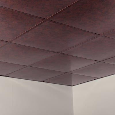 FASÄDE Flat Decorative Vinyl 2ft x 2ft Lay in Ceiling Panel in Moonstone Copper (5 Pack)