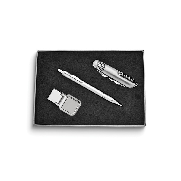 Curata Pen Multi-function Knife And Square Money Clip 3-piece Gift Set 