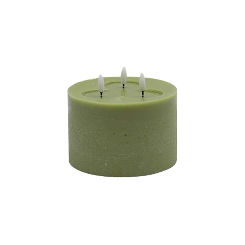 Small 3 Wicked LED Lighted Flameless Candle - 6" - Green