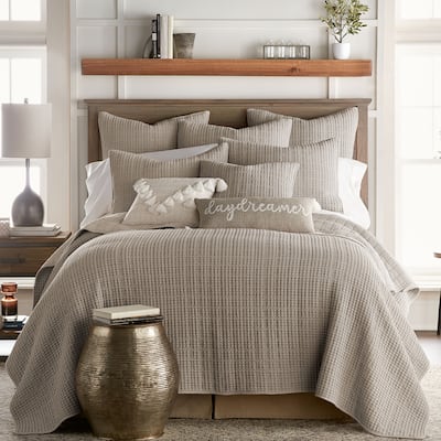 Mills Waffle Taupe Full/Queen Quilt Set - Levtex Home
