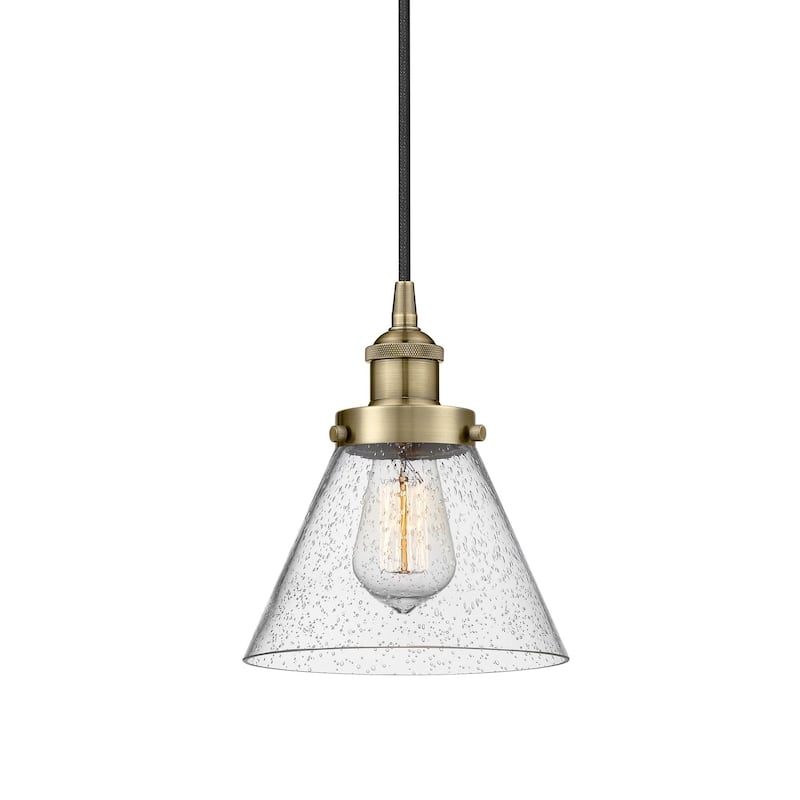 Innovations Lighting 616-1PH-10-8 Cone Pendant Cone 8" Wide Mini - Antique Brass / Seedy