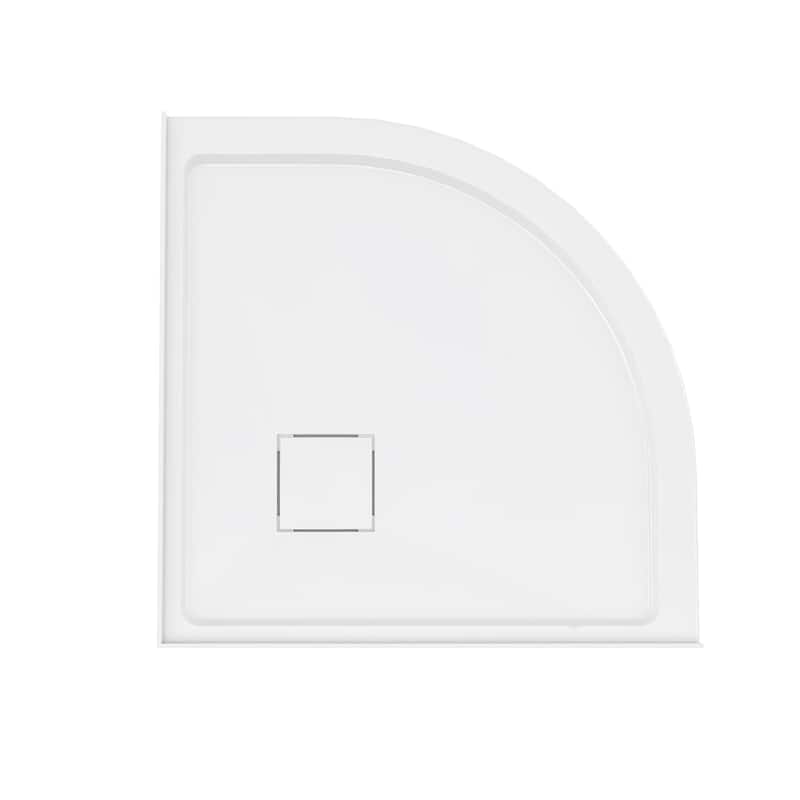 Marquette 38" X 38" Round Corner Double-Threshold Shower Pan Base With Center Drain In Glossy White - 38 x 38