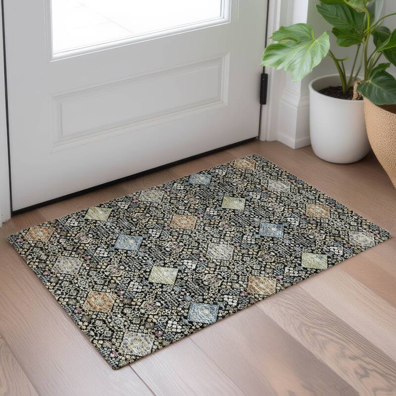 Machine Washable Indoor/ Outdoor Boho Panel Chantille Rug