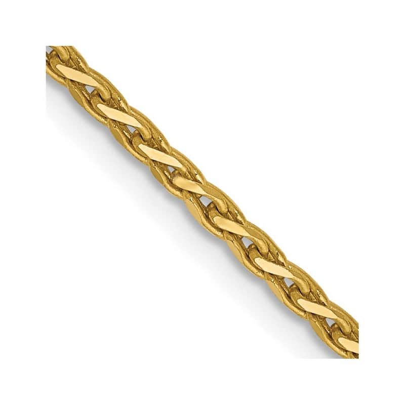 Curata 14k Yellow Gold Solid Lobster Claw Closure 1.9mm Round Sparkle Cut Wheat Chain Bracelet