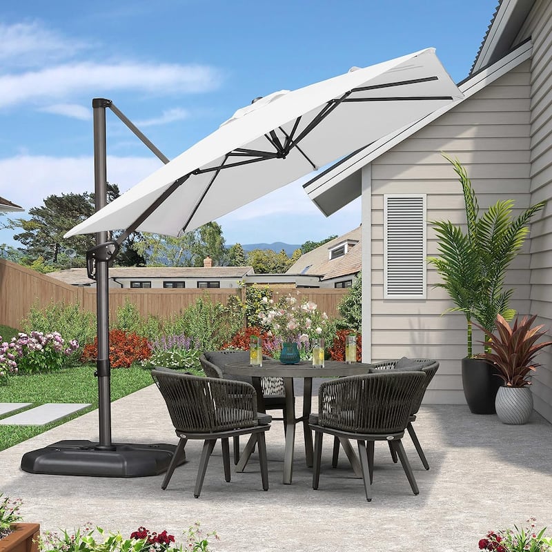 PURPLE LEAF 8 ft 360 Degree Rotation Patio Umbrella With Base