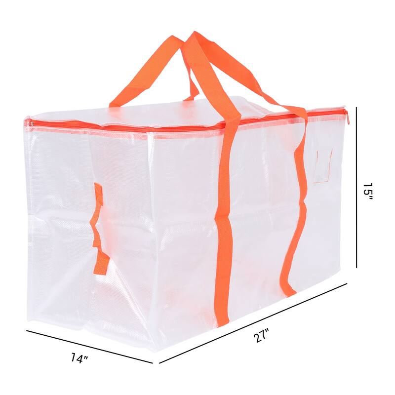 1 Pcs Clothes Storage Bags with Handles, Moving Bags for Organizing Clothing, Comforters, Closet Organizers and Storage - Transparent