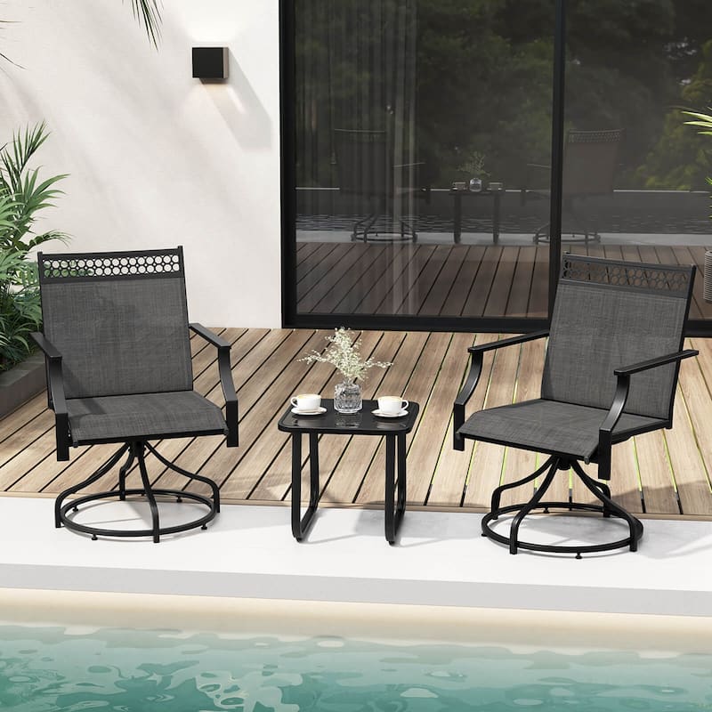 Costway Patio Swivel Dining Chairs Set of 2 with Quick-Drying Fabric - 2 PCS