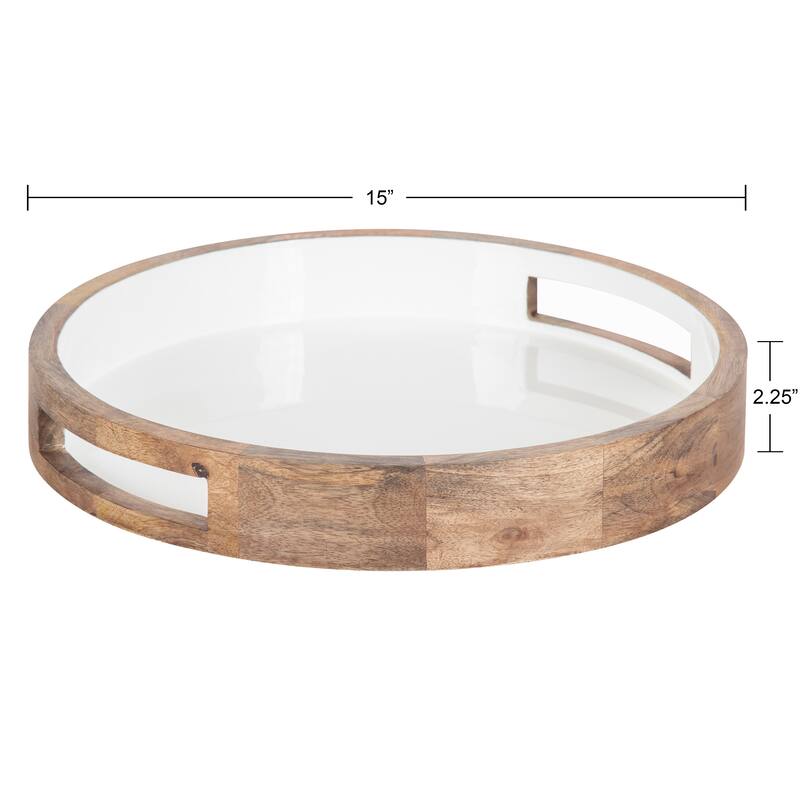 Kate and Laurel Ehrens Round Decorative Wood Tray