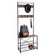 preview thumbnail 29 of 28, Hall Tree Entryway Bench Shoe Coat Rack Shelves Metal Frame Wood