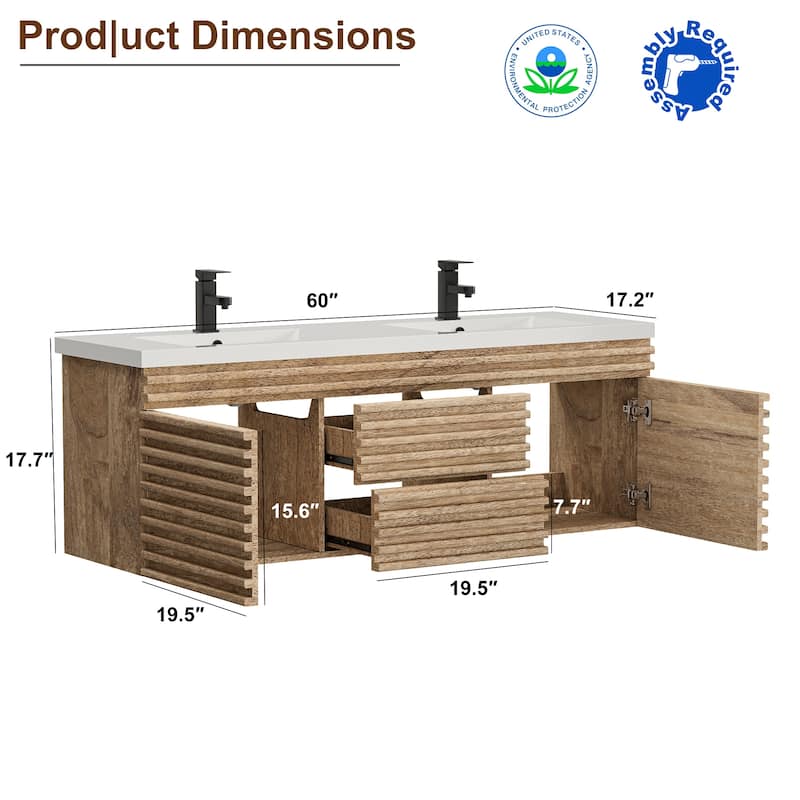 Bathroom Vanity with Drop-In Sink Wall-Mounted Storage Cabinet