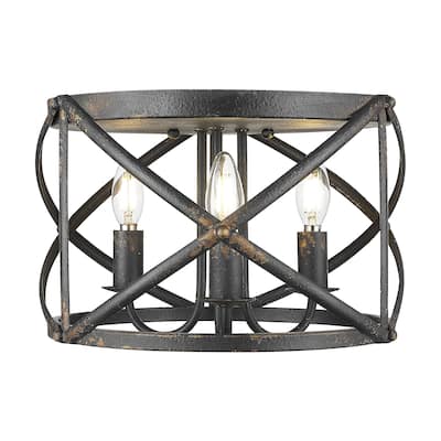 Golden Lighting 0890-FM Alcott 3 Light 15" Wide Flush Mount Drum