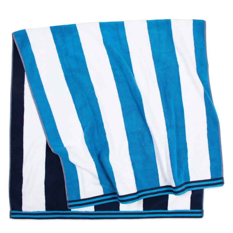 Aston & Arden Striped Reversible Oversized Beach Towel - 35x70 - Navy/Blue