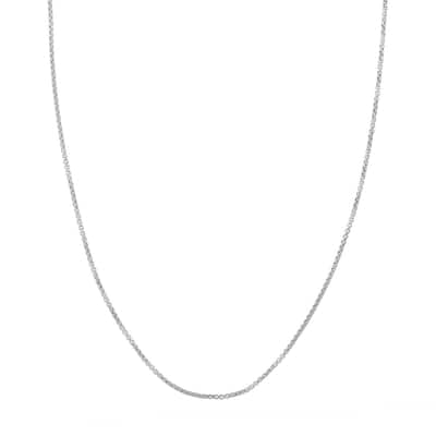 Curata 14k White Gold 1.8mm Hollow Round Box Chain Necklace (Lobster)