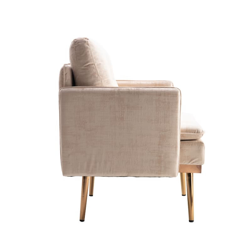 Velvet Upholstered Tufted Accent Chair With Rose Golden feet
