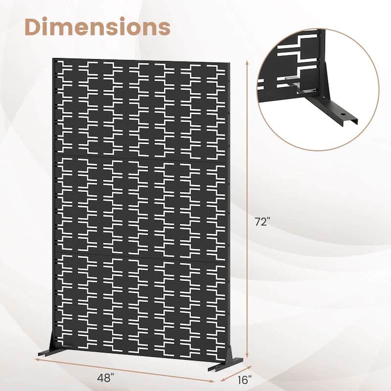Costway 72”H x 48”W Metal Privacy Screen with Expansion Bolts & - See Details
