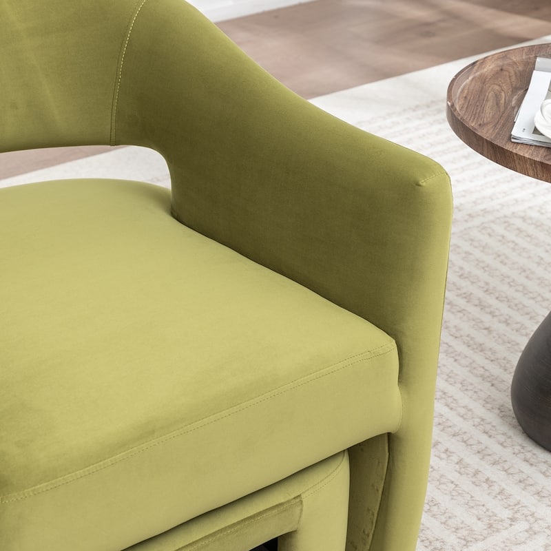SEYNAR Modern Glam Velvet Accent Armchair Open Back with Ottoman