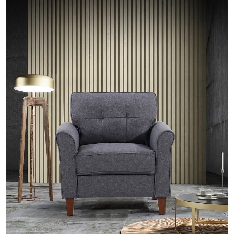 Kouchouk 32.9'' Wide Tufted Linen Armchair
