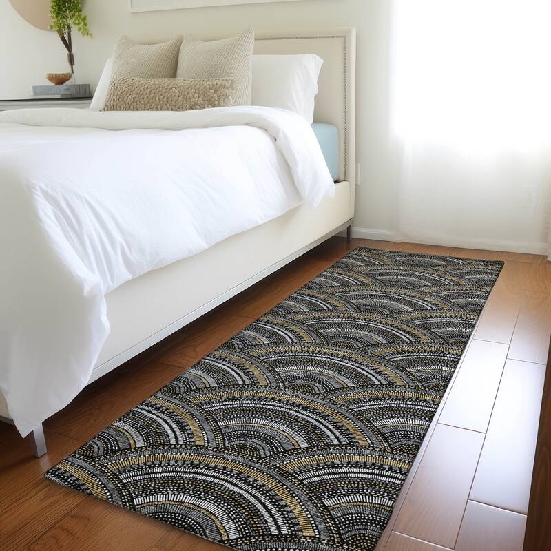 Premium Washable Super Soft Transitional Stacks Mayfield Rug - Black - 2'3" x 7'6"