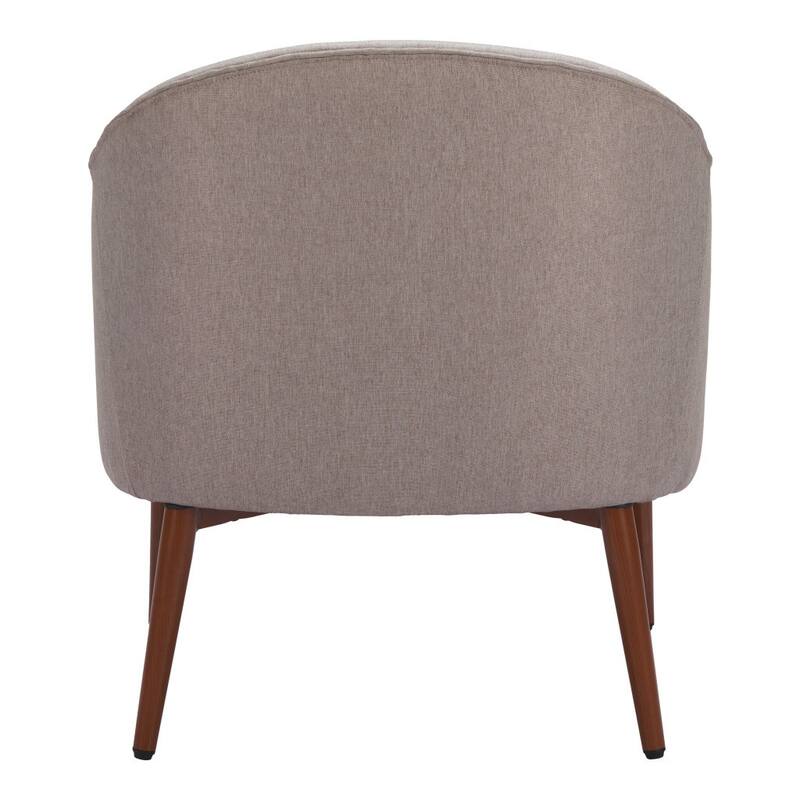 HomeRoots 28" Gray And Brown Fabric Tufted Barrel Chair - 28.3' X '31.7' X '30.3