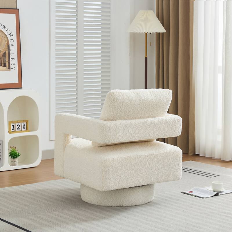 Upholstered Swivel Accent Chair, Modern Arm Chair with Open Back,360 Degree Swivel Lounge Club Chair with Removable Back Cushion