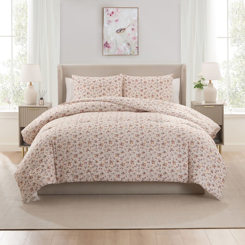 Empyrean Modern Comforter - 3 Piece Floral - Red Rose Duo - Twin