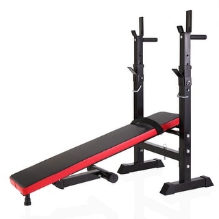 Multifunctional Adjustable Workout Bench with Squat Rack.Black Red ...