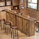 preview thumbnail 8 of 6, 2-Tier Bar Table with Footres, Rustic Brown Bar Cabinet Height Pub - N/A