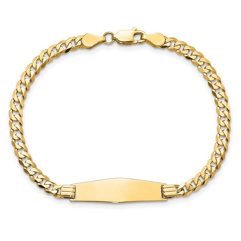 Curata 7.5mm 14k Engravable Curb Link Soft Diamond Shape ID Braceletcet