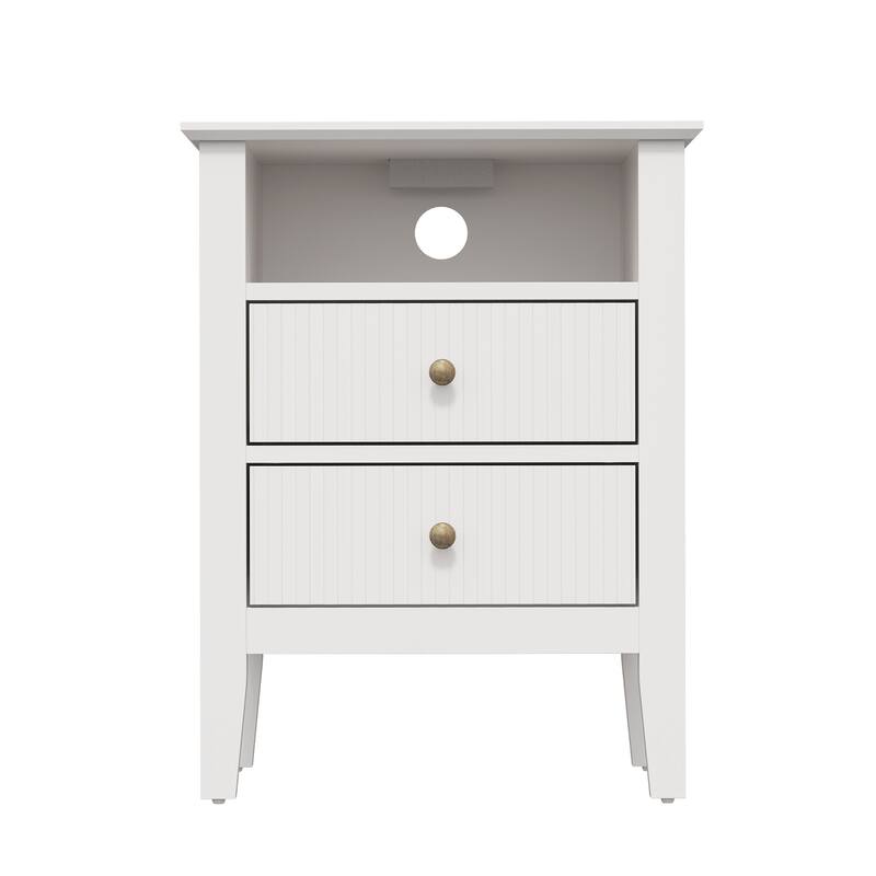 Nightstand with 2 Drawers, Set of 2 - White