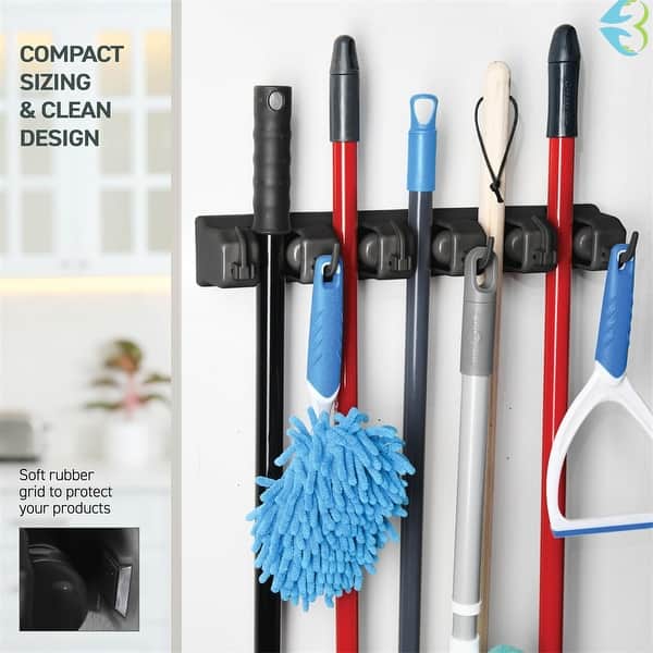 Garage Storage 10-Pack Broom Holder Wall Mount – Metal Spring Clip Tool ...