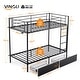 preview thumbnail 3 of 6, Black Twin Bunk Bed with Drawers Outlet Light Strip Iron Bed USA