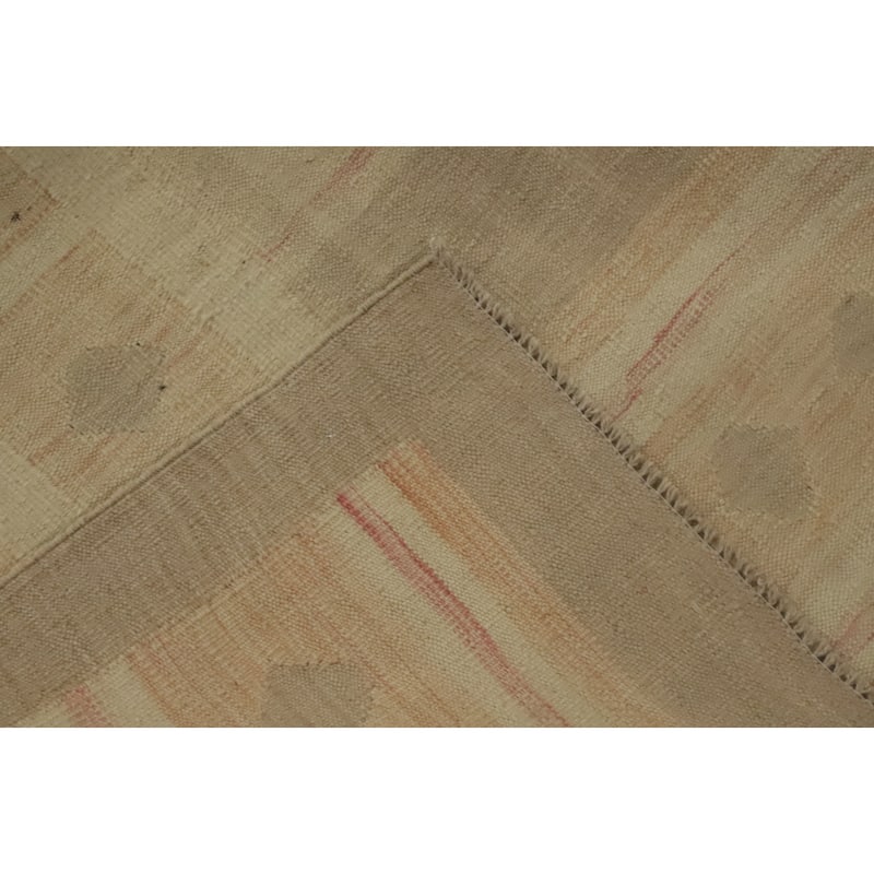 Hand Woven Oriental 100% Wool Carpet Southwestern Tribal Beige & Ivories Kilim Area Rug - 9' 10'' X 7' 10''