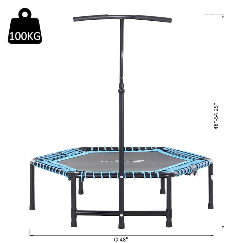 Soozier Portable & Foldable Small Exercise Trampoline with 3-Level Adjustable T-Bar, Great for Adults Working Out
