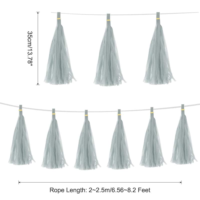 15Pcs Tassel Garland Banner with Rope - Gray