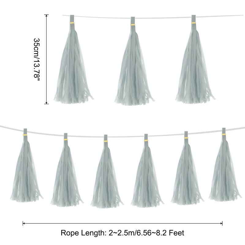 25Pcs Tassel Garland Banner with Rope - Gray