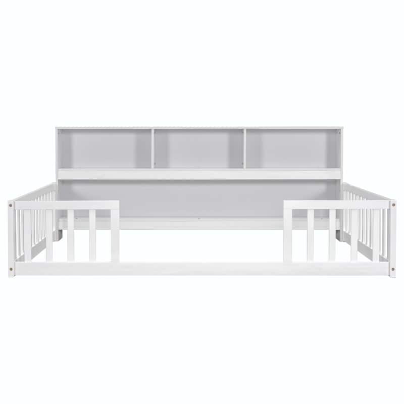 WM Full Floor Bed with Side Bookcase