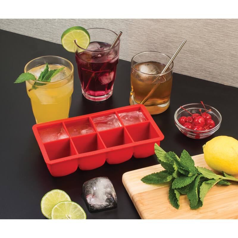 HIC Kitchen Big Block Silicone Ice Cube Tray, Set of 2