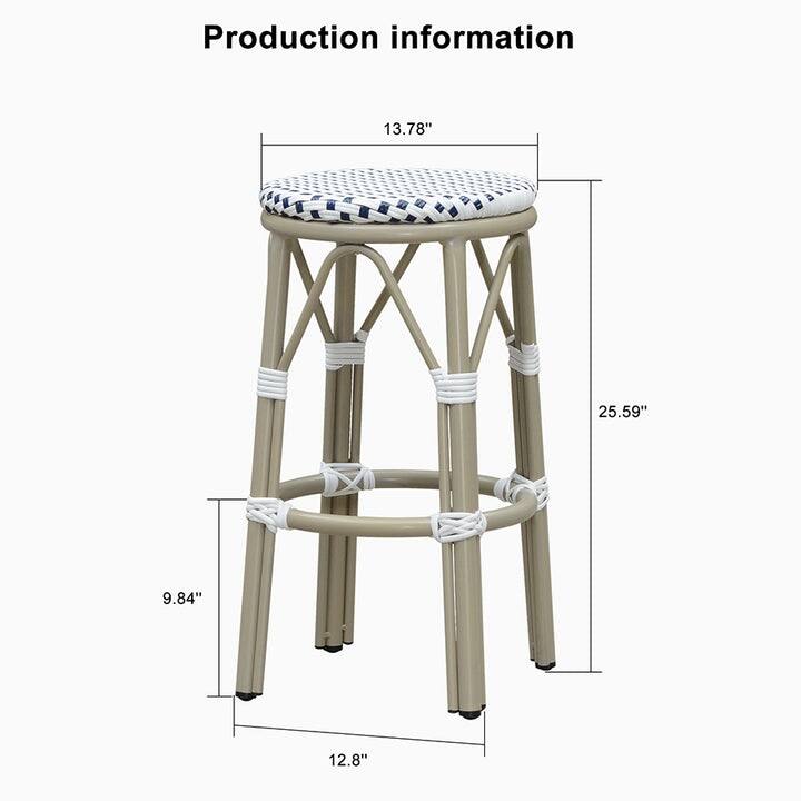 PURPLE LEAF Patio Bar Stools Set of 2 Handwoven Wicker Bar Height Stool Modern Aluminum High Bar Chairs