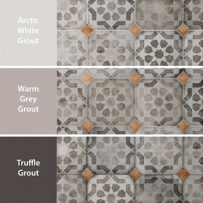 Merola Tile Laverton Octagon Deco Sombra with Taco Natural 7-7/8" x 7-7/8" Porcelain Floor and Wall Tile