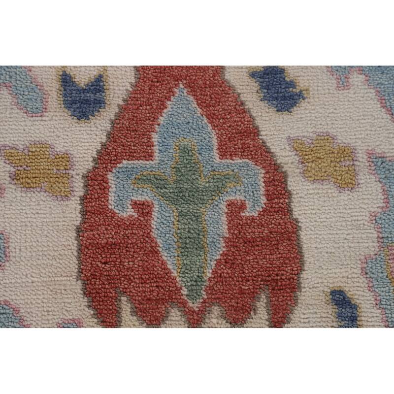 Light Blue Floral Oushak Oriental Area Rug Handmade Wool Carpet - 9'0"x 11'9"