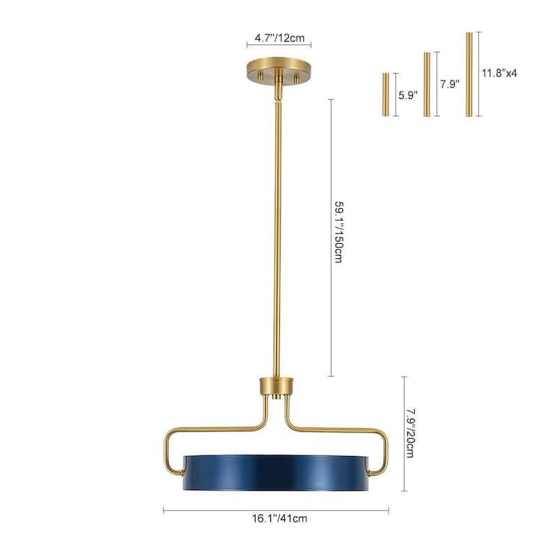 Minimalist Modern Dimmable LED Round Pendant - 16.4 in