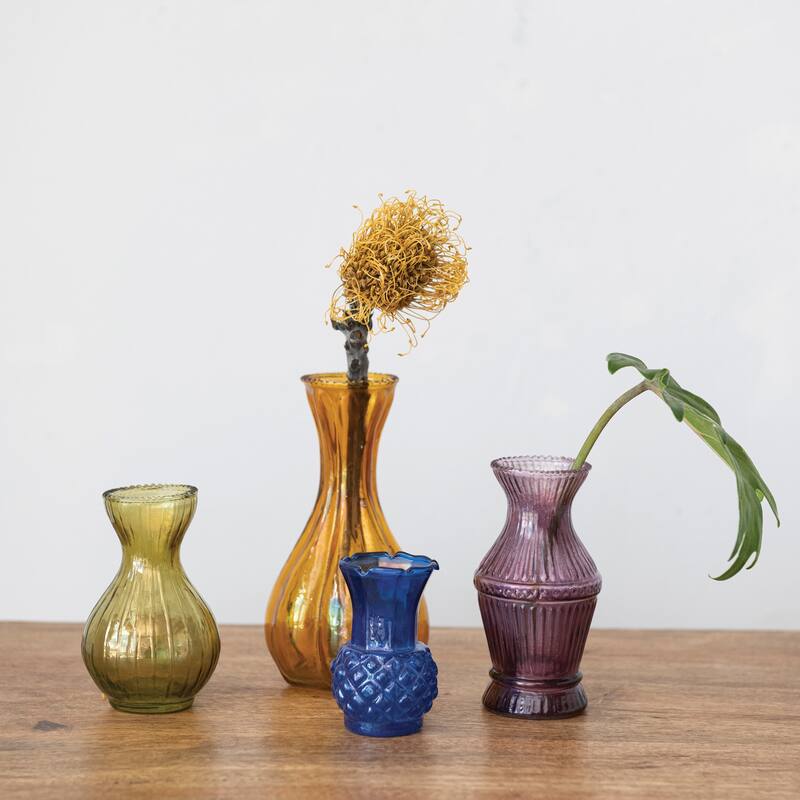 Debossed Glass Bud Vases