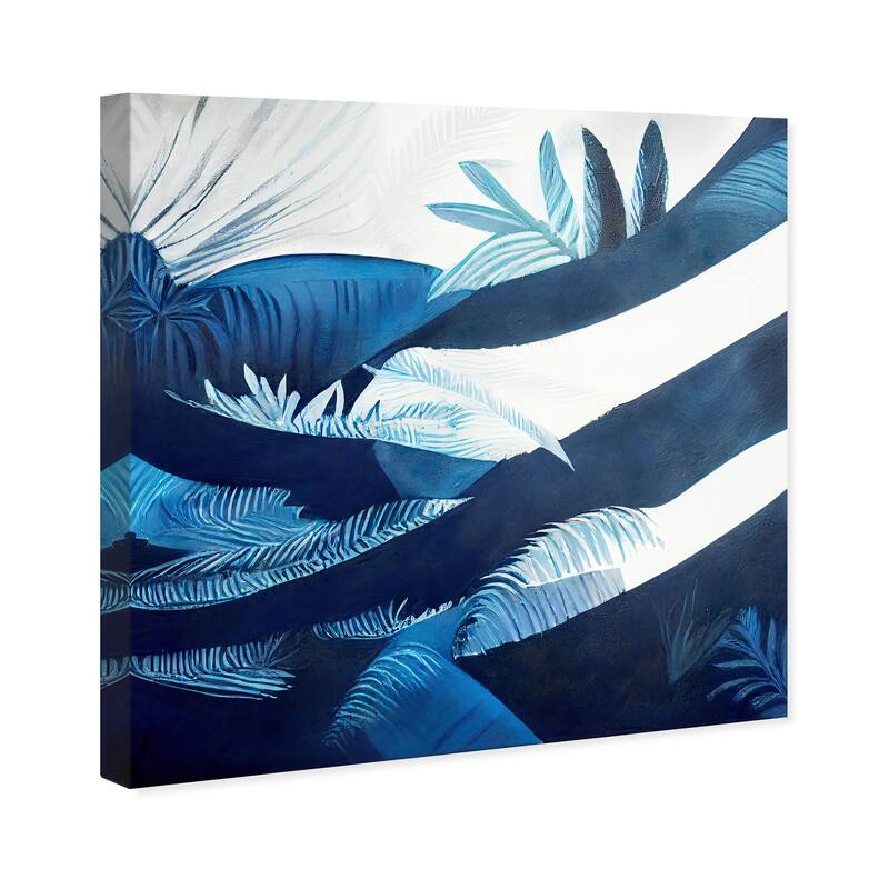 Wynwood Studio Canvas Floral and Botanical Rippling Hills Blue Blue and Tropical Wall Art Canvas Print - Blue, White