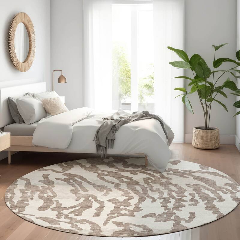 Premium Washable Super Soft Modern Tiger Mayfield Rug - Taupe - 8' x 8'