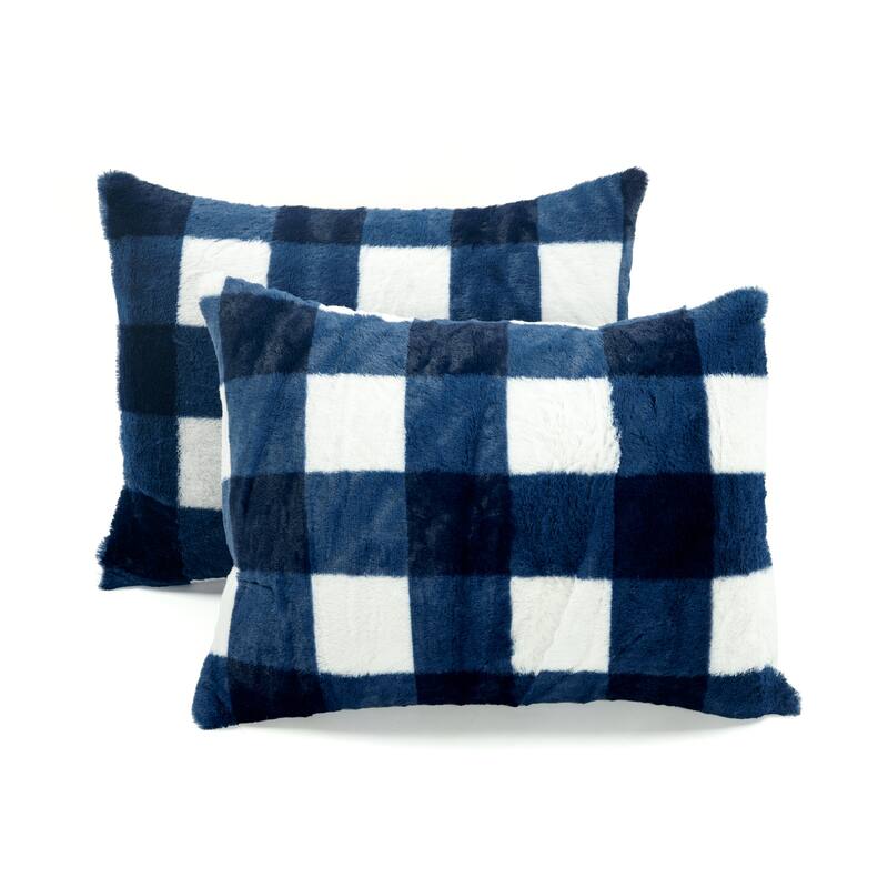 Lush Decor Plaid Ultra Soft Faux Fur Light Weight All Season Comforter
